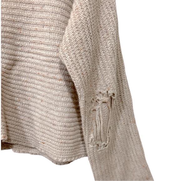 Wildfox Terra Distressed Cropped Ribbed Long Sleeve Sweater Blush Pink Small - Picture 9 of 12